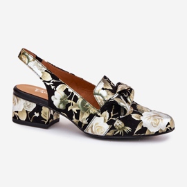 Maciejka Pompes en cuir fleur avec un nœud n6539-44 noir le noir 10