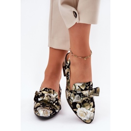 Maciejka Pompes en cuir fleur avec un nœud n6539-44 noir le noir 8
