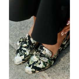 Maciejka Pompes en cuir fleur avec un nœud n6539-44 noir le noir 6