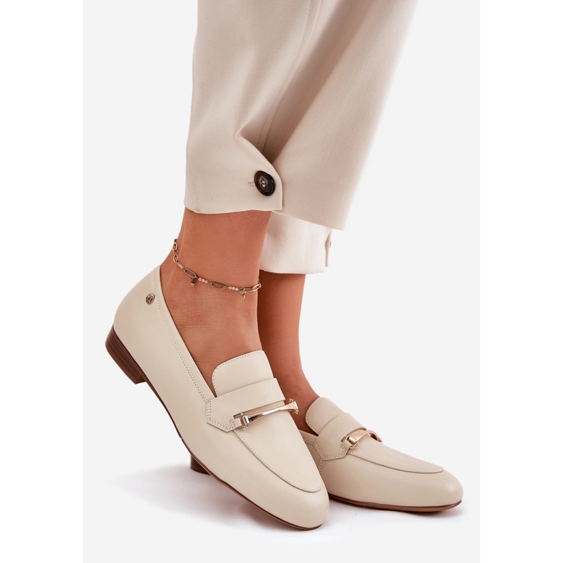 Chaussures en cuir pour femmes maciejka k6809-04 beige 1