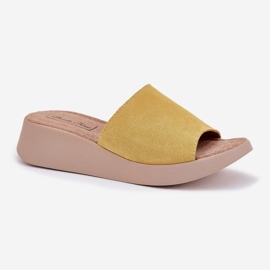 Flip en daim féminin -flops sur le cale Panto Fino RR267038 jaune 4