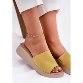 Flip en daim féminin -flops sur le cale Panto Fino RR267038 jaune 6