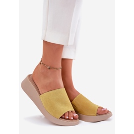 Flip en daim féminin -flops sur le cale Panto Fino RR267038 jaune 1