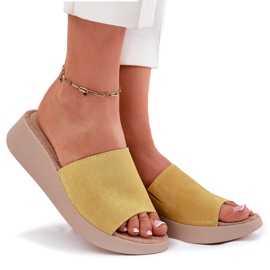 Flip en daim féminin -flops sur le cale Panto Fino RR267038 jaune 7
