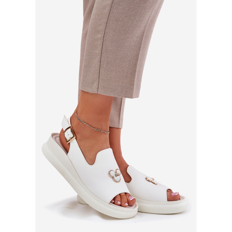 Vinceza Sandales en cuir pour femmes avec la décoration de Vincez 66757 White blanc 1