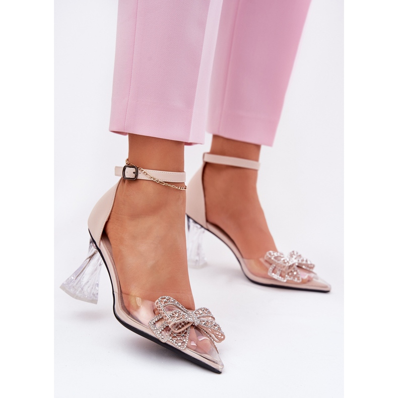 Pompes élégantes avec un arc beige Vinceza 62212 2