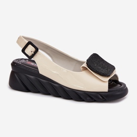 Sandales féminines laquées en cuir avec décoration ancienne Artiker 56C1567 beige 5
