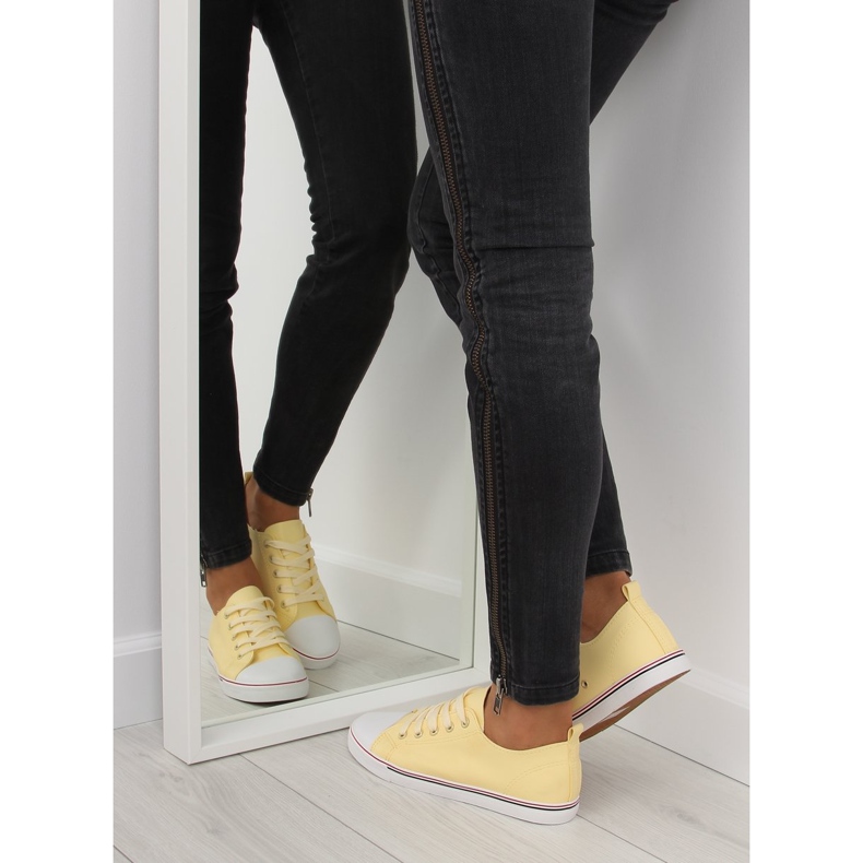 Baskets jaunes femme, face jaune XL01p Beige 1