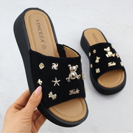 Cales en cuir féminin avec décorations noire Vinceza 66741 le noir 1 Cales en cuir féminin avec décorations noire Vinceza 66741 le noir 1