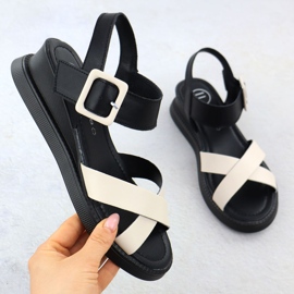 Sandales en cuir pour femmes sur coins noirs et beige Filippo DS6874 le noir 1 Sandales en cuir pour femmes sur coins noirs et beige Filippo DS6874 le noir 1