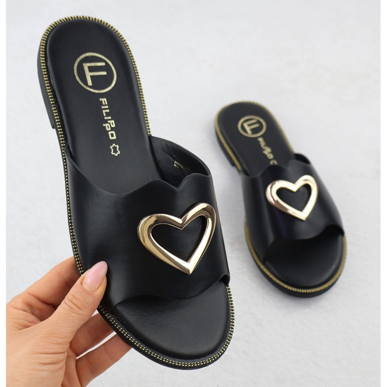 Volet des femmes avec un coeur décoratif noir Filippo DK6909 le noir 1 Volet des femmes avec un coeur décoratif noir Filippo DK6909 le noir 1