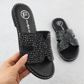Les tongs pour femmes avec des strass Black Filippo DK6973 le noir 1 Les tongs pour femmes avec des strass Black Filippo DK6973 le noir 1