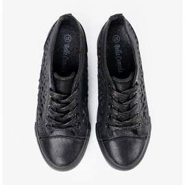 Shelvt Sneakers des coins féminins ouverts le noir 1 Shelvt Sneakers des coins féminins ouverts le noir 1