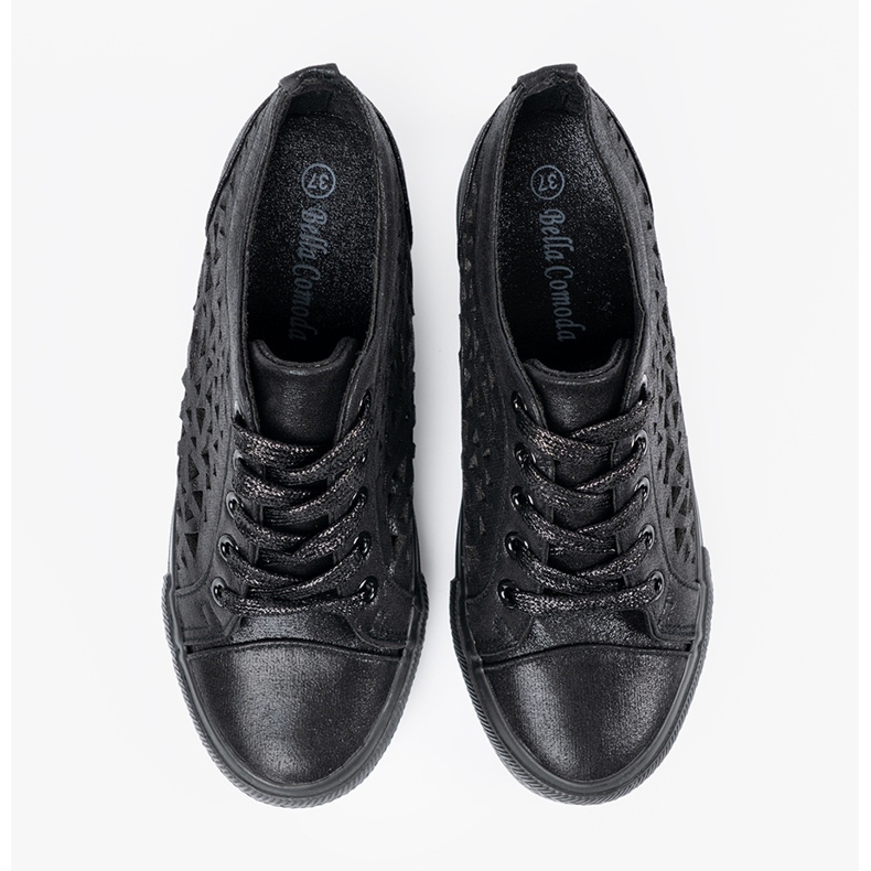 Shelvt Sneakers des coins féminins ouverts le noir 1 Shelvt Sneakers des coins féminins ouverts le noir 1