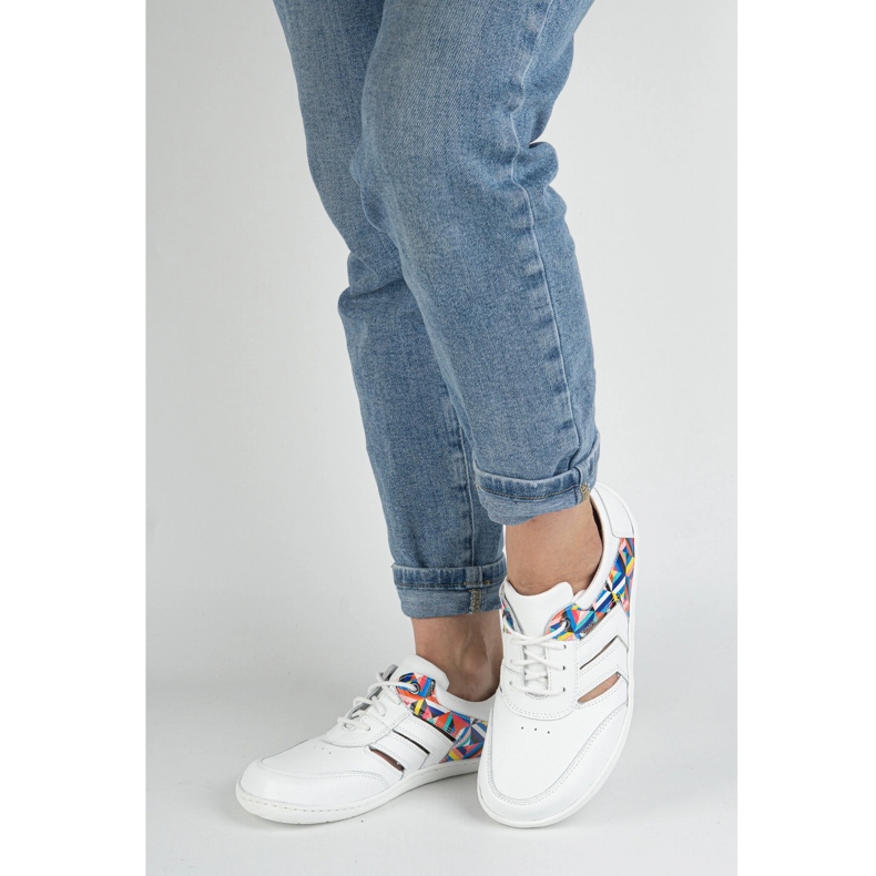 Barefoot baskets en cuir féminin Minimaliste Layla Olivier White blanche 2