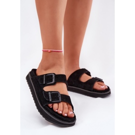 Les tongs en daim des femmes avec D.Franklin DFSH405001 Pinces noires le noir 2