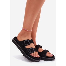 Les tongs en daim des femmes avec D.Franklin DFSH405001 Pinces noires le noir 1