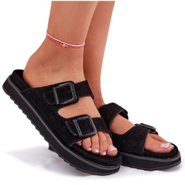 Les tongs en daim des femmes avec D.Franklin DFSH405001 Pinces noires le noir 7