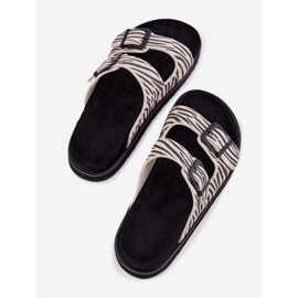 Les tongs en daim féminins avec D.Franklin DFSH405002 Boucles de zèbre beige 12