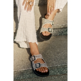 Les tongs en daim féminins avec D.Franklin DFSH405002 Boucles de zèbre beige 9