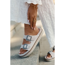 Les tongs en daim des femmes avec D.Franklin DFSH405001 Boucles beige 8