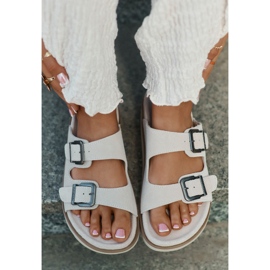 Les tongs en daim des femmes avec D.Franklin DFSH405001 Boucles beige 6