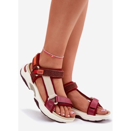 Sandales velcro pour femmes D.Franklin DFSH406003 Bourgogne rouge 1