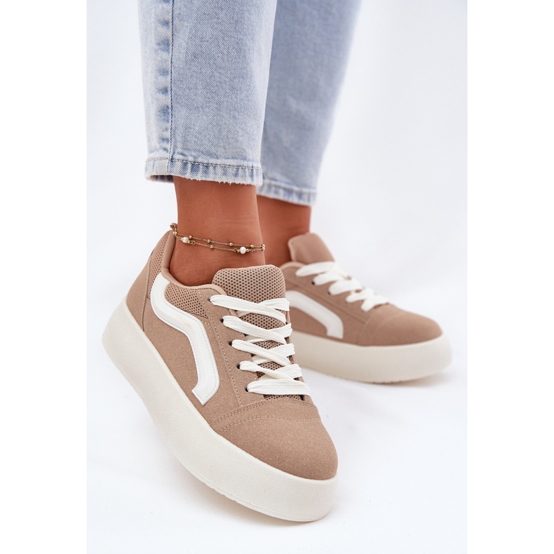 Inna Sneakers pour femmes sur la plate-forme kaki beige 2 Inna Sneakers pour femmes sur la plate-forme kaki beige 2