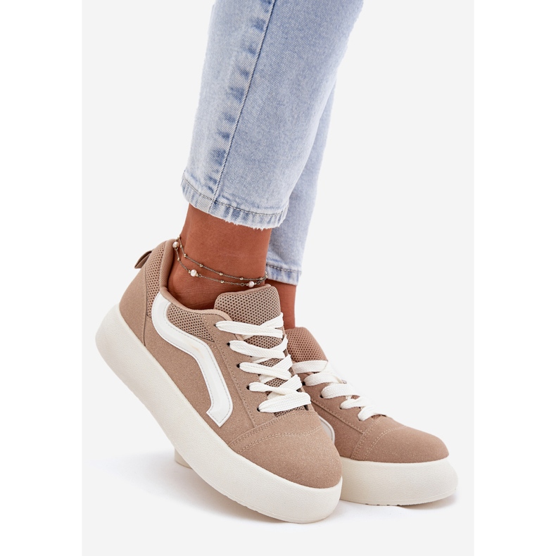 Inna Sneakers pour femmes sur la plate-forme kaki beige 1 Inna Sneakers pour femmes sur la plate-forme kaki beige 1