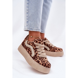 Inna Baskets à plateforme pour femme Léopard beige 2
