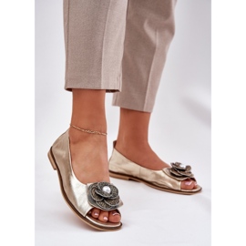 Ballerines en cuir avec doigts nus et une fleur de zazoo 1870 Zlotys d'or 2