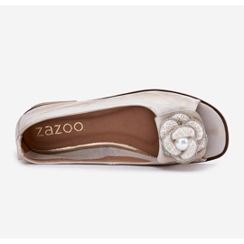 Ballerines en cuir avec doigts nus et une fleur de zazoo 1870 Zloty essuyée d'or 2