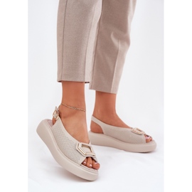 S.Barski Sandales en cuir pour femmes avec un ornement de S. Barski LR51-786 Beige 2