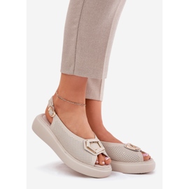 S.Barski Sandales en cuir pour femmes avec un ornement de S. Barski LR51-786 Beige 1