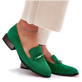 S.Barski Chaussures en daim pour femmes avec un ornement LZ51-505 vert 9