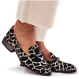S.Barski Chaussures en daim pour femmes avec un ornement LZ51-505 noir et or le noir 10