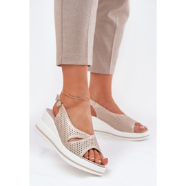 S.Barski Sandales en cuir féminin S. Barski LR51-660 OpenWork Golden d'or 2