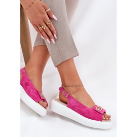 S.Barski Sandales en daim des femmes avec un détail doré S. Barski GR51-604 Fuchsia rose 6