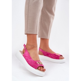S.Barski Sandales en daim des femmes avec un détail doré S. Barski GR51-604 Fuchsia rose 2