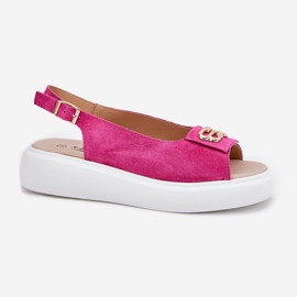 S.Barski Sandales en daim des femmes avec un détail doré S. Barski GR51-604 Fuchsia rose 4