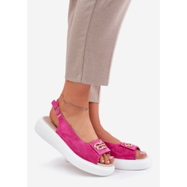 S.Barski Sandales en daim des femmes avec un détail doré S. Barski GR51-604 Fuchsia rose 1
