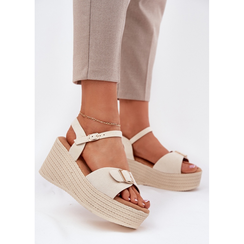 Inna Sandales pour femmes pour coin avec une boucle beige 1 Inna Sandales pour femmes pour coin avec une boucle beige 1