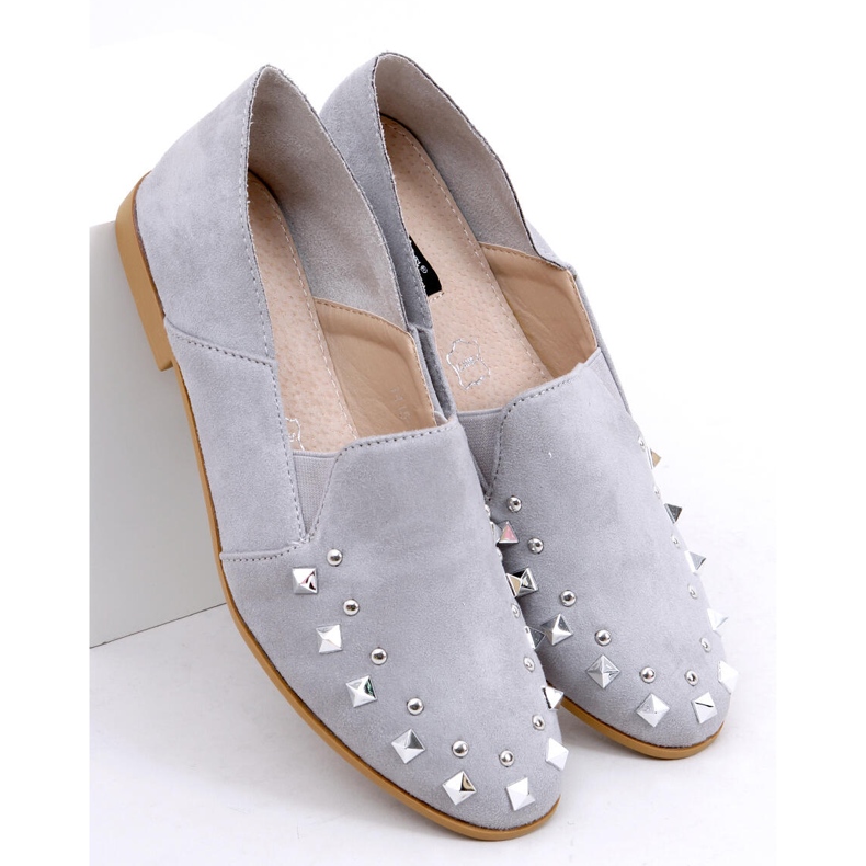 Mocassins gris lordsy avec clous 1415 Gris 1 Mocassins gris lordsy avec clous 1415 Gris 1