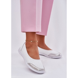 EVento Ballerines blanches ouvertes en cuir féminin 2