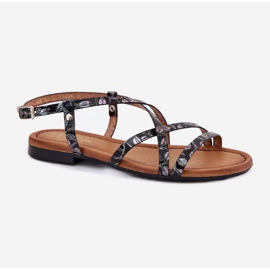 Sandales pour femmes en cuir plat Maciejka 06635-05 noir le noir 4