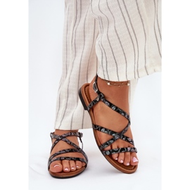 Sandales pour femmes en cuir plat Maciejka 06635-05 noir le noir 3