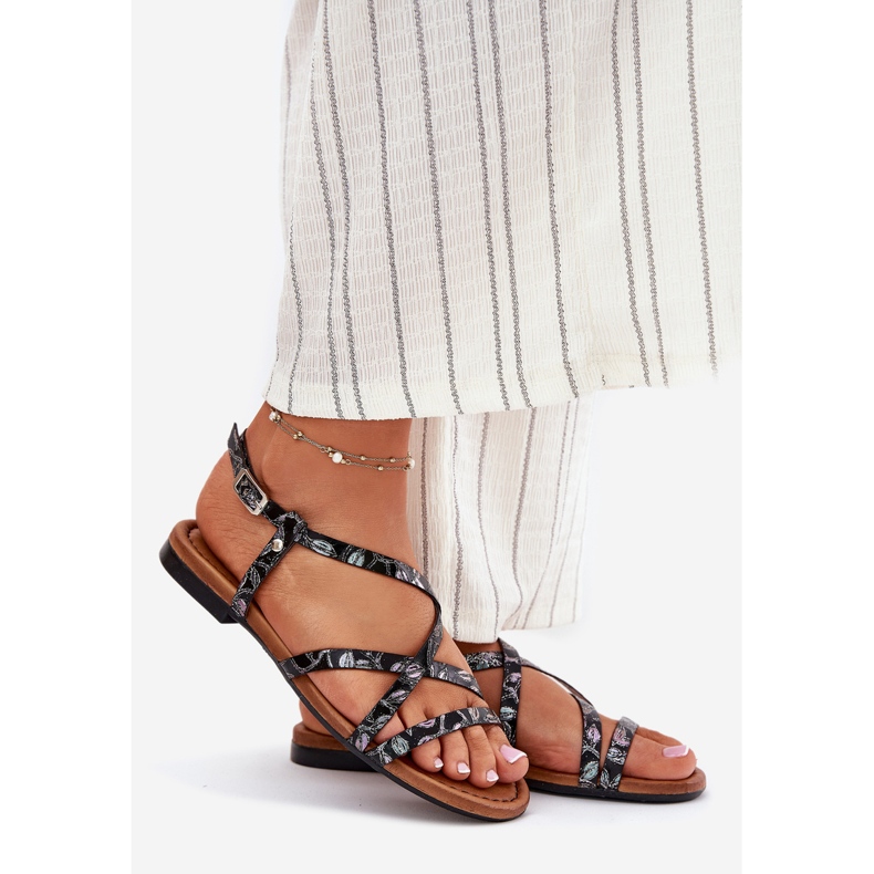 Sandales pour femmes en cuir plat Maciejka 06635-05 noir le noir 1