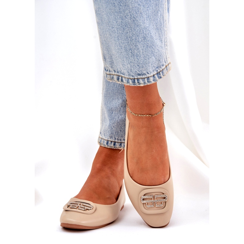 Seastar Ballerines féminines sur une semelle plate avec un ornement pour 58p beige 2