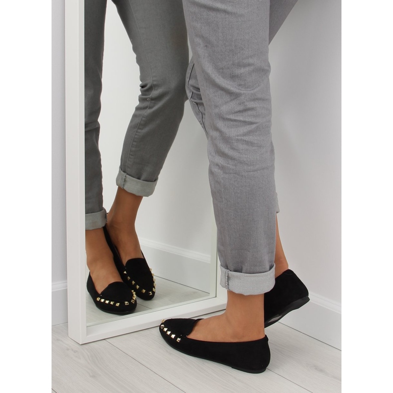 Mocassins noirs pour femmes avec clous noir 1388 Black le noir 1