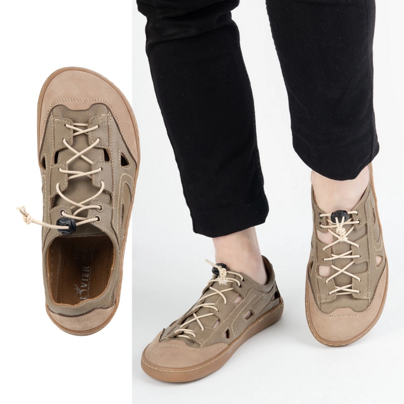 Chaussures en cuir aux pieds nus pour hommes Olivier 320Kz avec ventilation brune 2